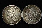 50 центов 1873 г. S. Сидящая Свобода Белоголовый Орлан. США.