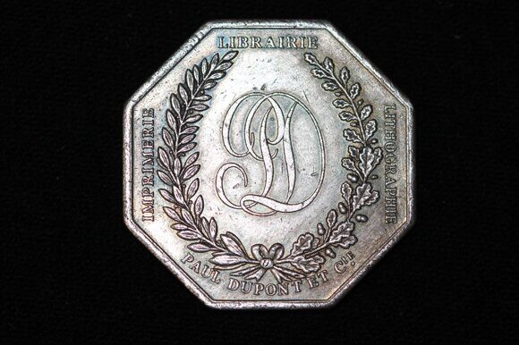 9397 Франция токен типографии Поля Дюпона 1845-1860 гг. Гутенберг и Зенефельдер 1 (2)