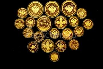 Набор из 21 копии золотых монет царской России в капсулах 1